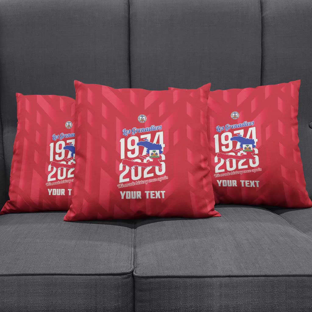 Personalized Haiti Football Pillow Cover Les Grenadiers Made History Once Again Red Color