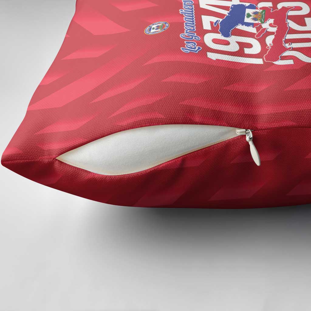 Personalized Haiti Football Pillow Cover Les Grenadiers Made History Once Again Red Color