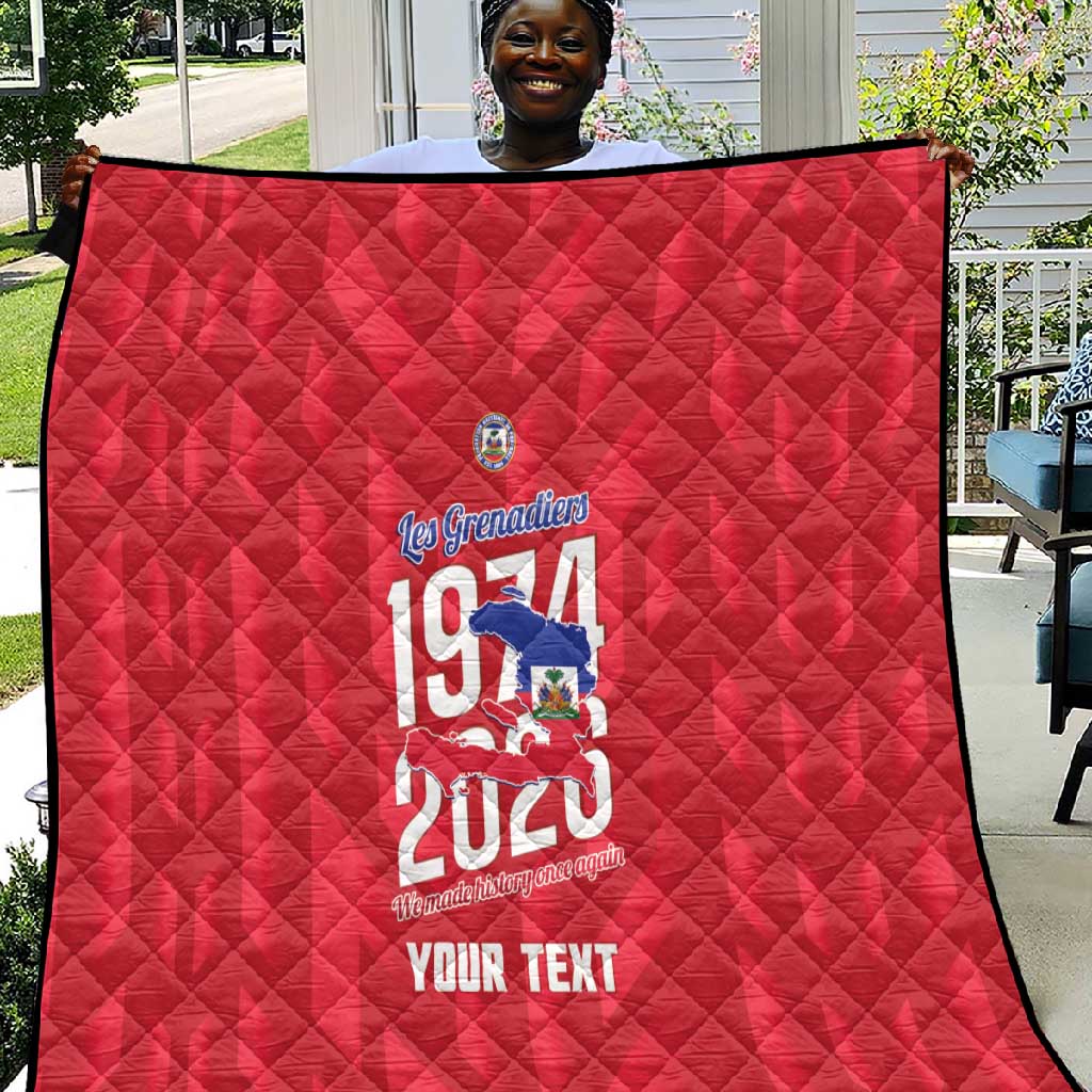 Personalized Afro Haiti Football Quilt Les Grenadiers Made History Once Again Red Color - African Pride