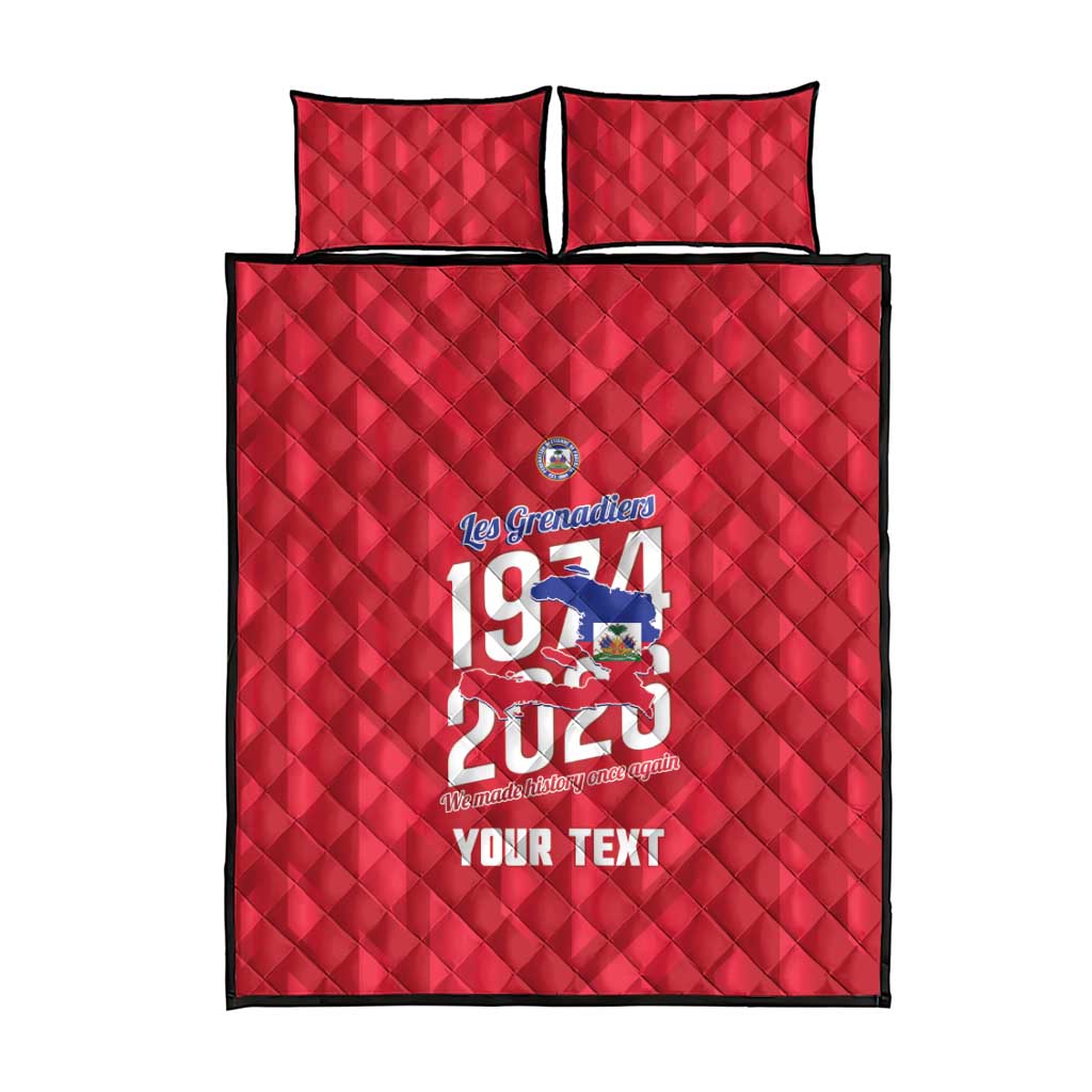 Personalized Afro Haiti Football Quilt Bed Set Les Grenadiers Made History Once Again Red Color - African Pride