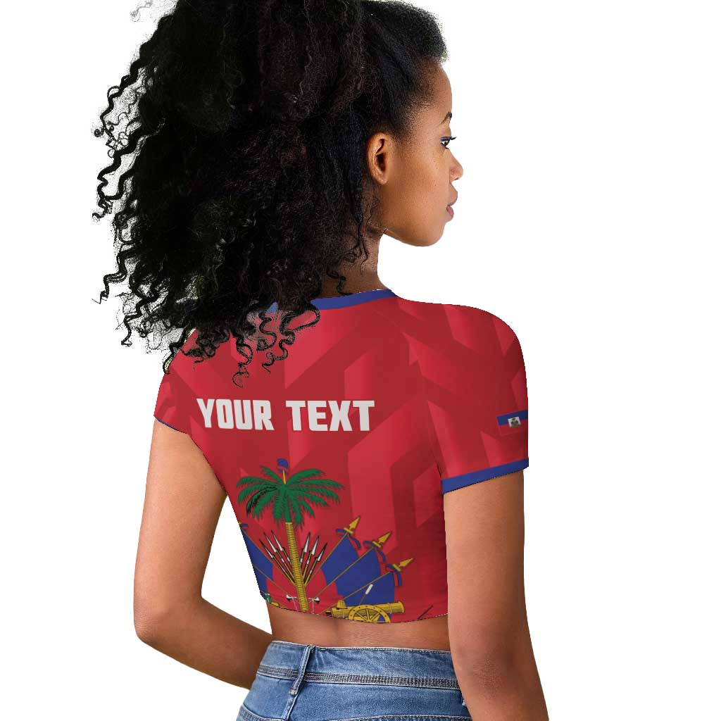 Personalized Afro Haiti Football Raglan Cropped T shirt Les Grenadiers Made History Once Again Red Color - African Pride