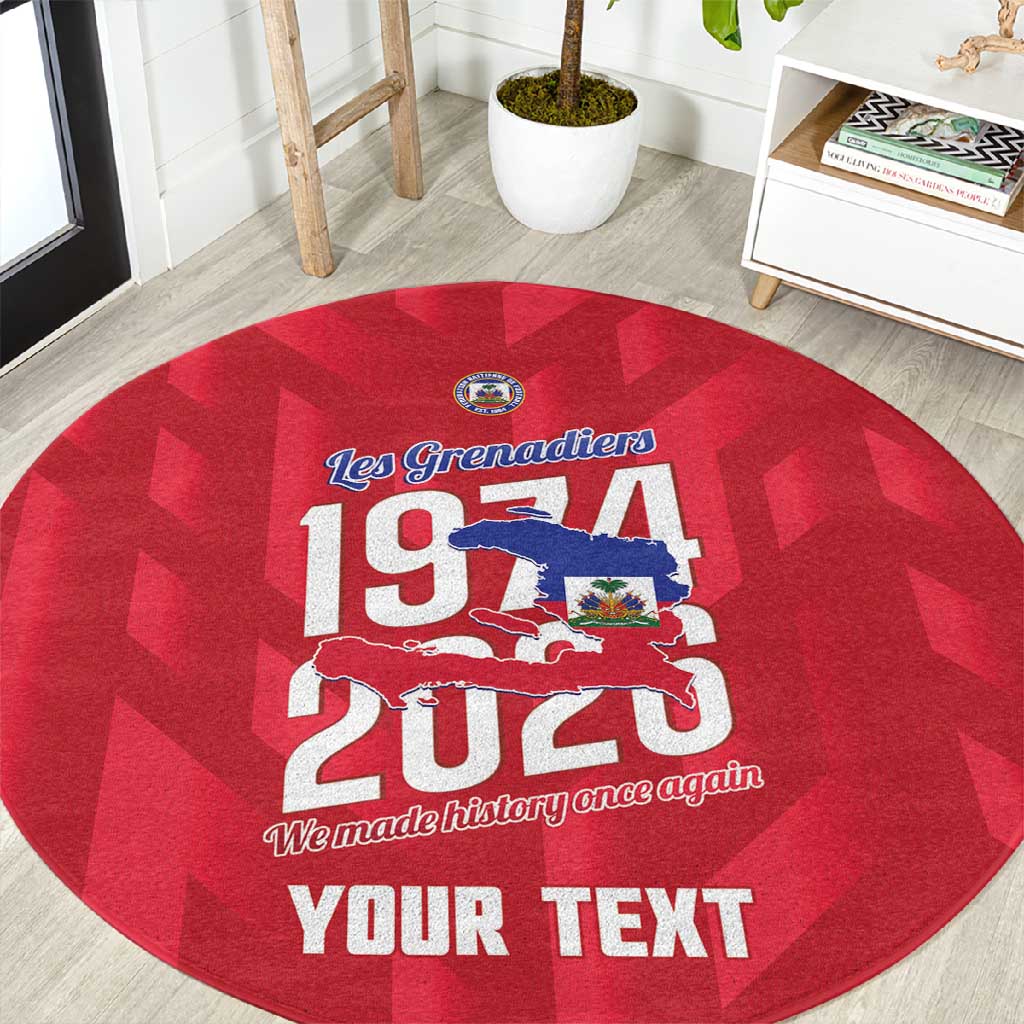 Personalized Afro Haiti Football Round Carpet Les Grenadiers Made History Once Again Red Color - African Pride