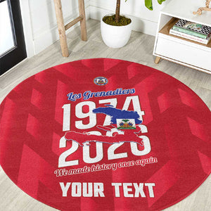 Personalized Afro Haiti Football Round Carpet Les Grenadiers Made History Once Again Red Color - African Pride