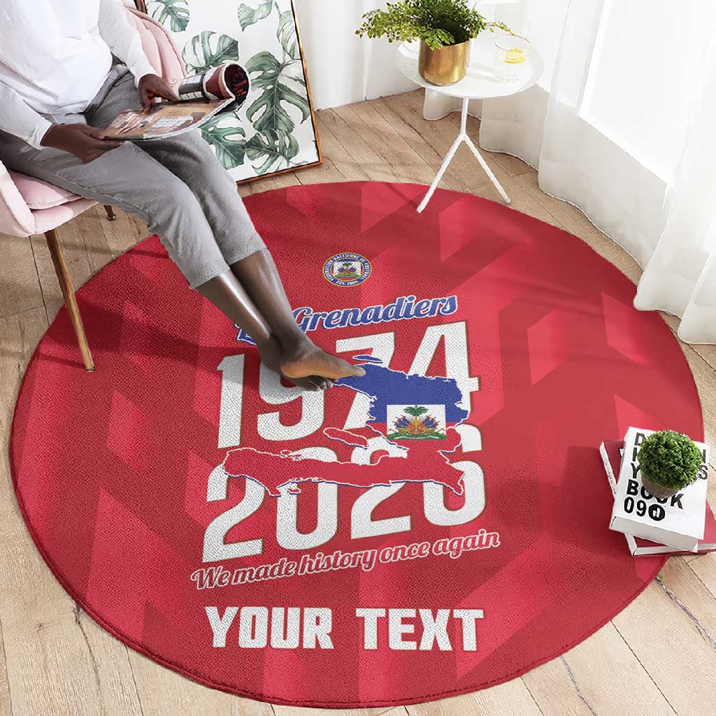 Personalized Afro Haiti Football Round Carpet Les Grenadiers Made History Once Again Red Color - African Pride