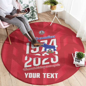Personalized Afro Haiti Football Round Carpet Les Grenadiers Made History Once Again Red Color - African Pride