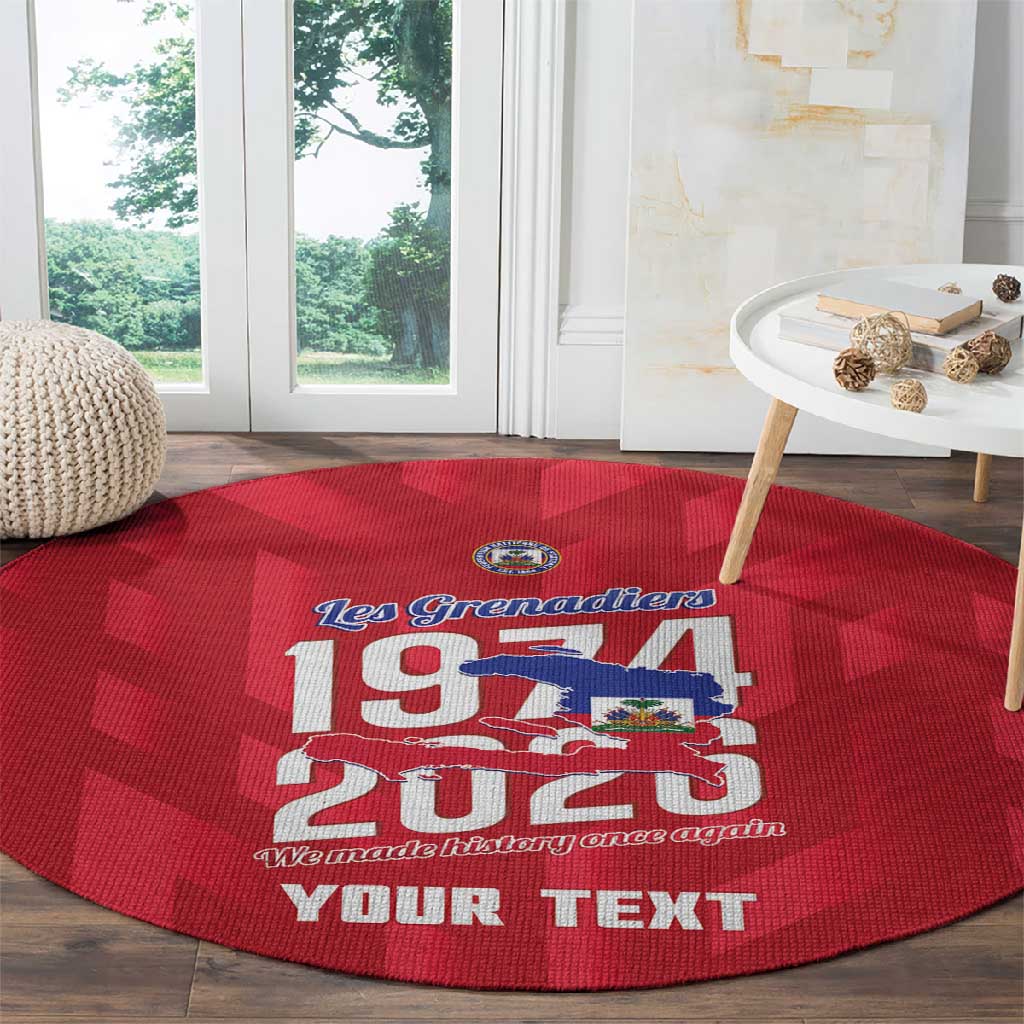Personalized Afro Haiti Football Round Carpet Les Grenadiers Made History Once Again Red Color - African Pride