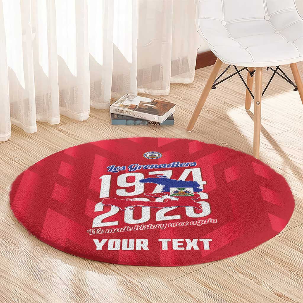 Personalized Afro Haiti Football Round Carpet Les Grenadiers Made History Once Again Red Color - African Pride