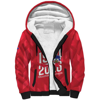 Personalized Afro Haiti Football Sherpa Hoodie Les Grenadiers Made History Once Again Red Color - African Pride