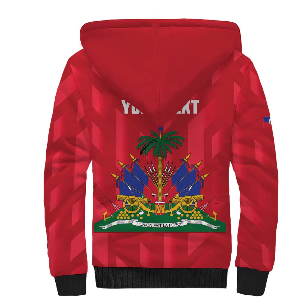 Personalized Afro Haiti Football Sherpa Hoodie Les Grenadiers Made History Once Again Red Color - African Pride