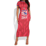 Personalized Afro Haiti Football Short Sleeve Bodycon Dress Les Grenadiers Made History Once Again Red Color LT14