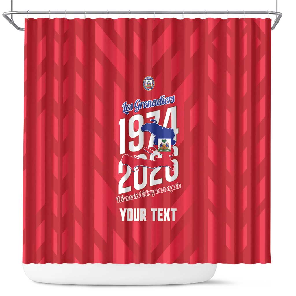 Personalized Afro Haiti Football Shower Curtain Les Grenadiers Made History Once Again Red Color - African Pride