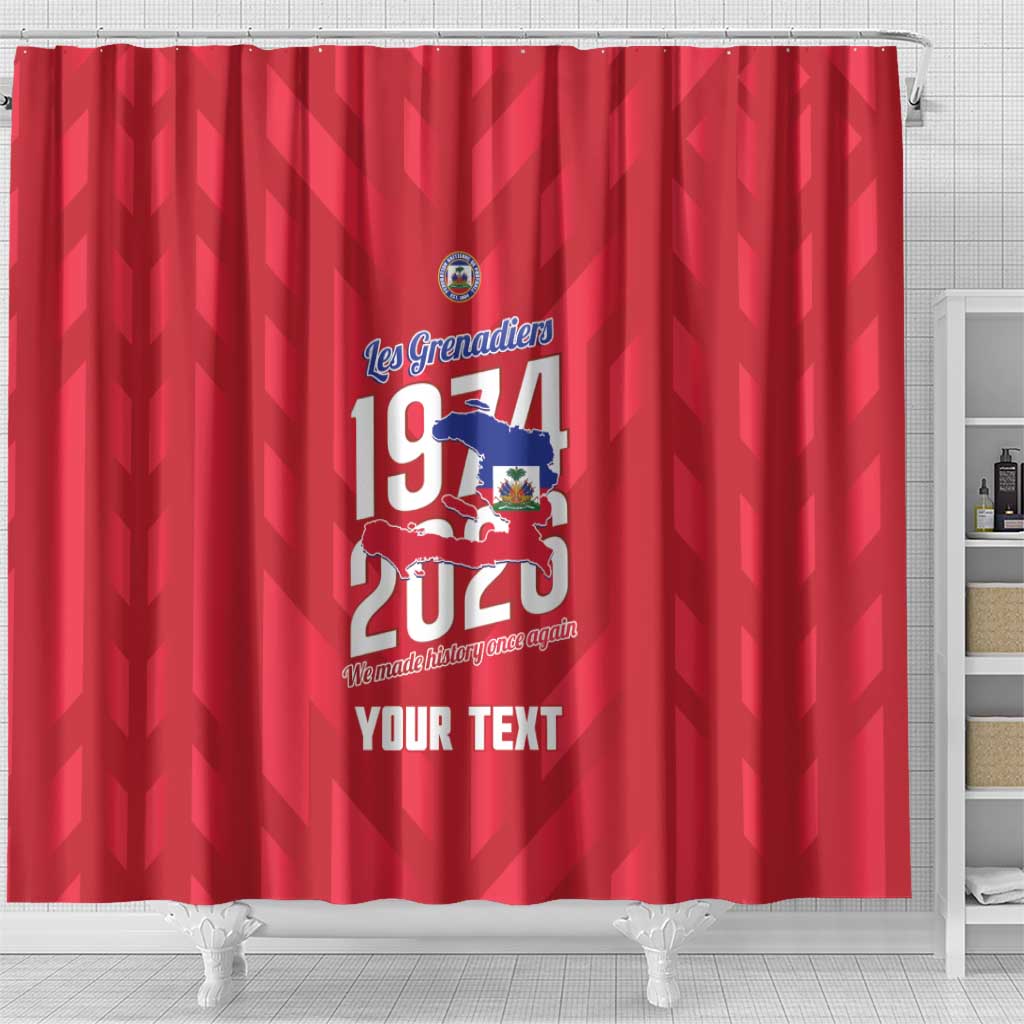 Personalized Afro Haiti Football Shower Curtain Les Grenadiers Made History Once Again Red Color - African Pride