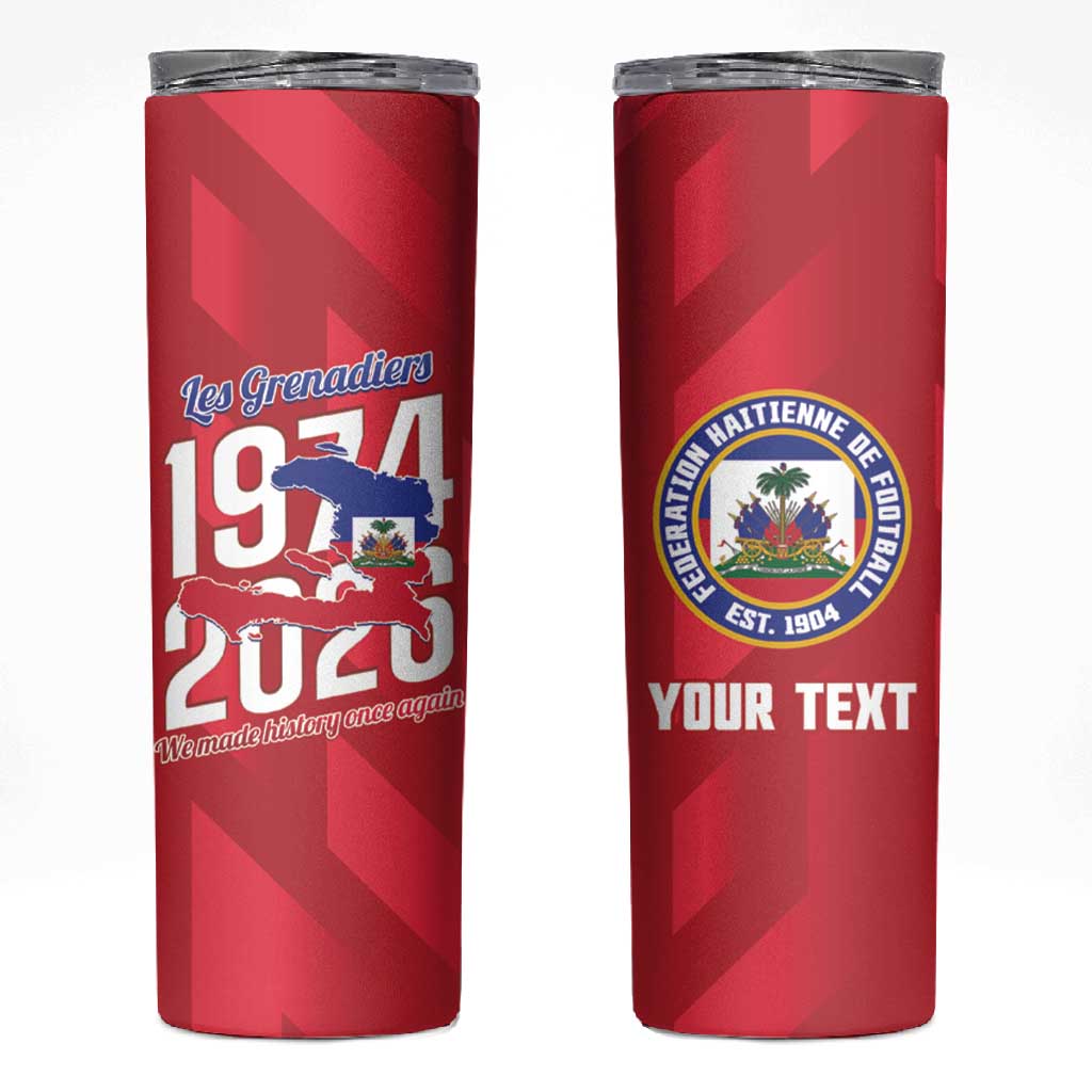 Personalized Afro Haiti Football Skinny Tumbler Les Grenadiers Made History Once Again Red Color - African Pride