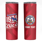 Personalized Afro Haiti Football Skinny Tumbler Les Grenadiers Made History Once Again Red Color - African Pride