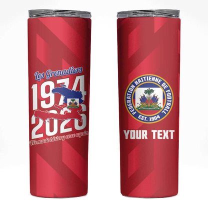Personalized Afro Haiti Football Skinny Tumbler Les Grenadiers Made History Once Again Red Color - African Pride