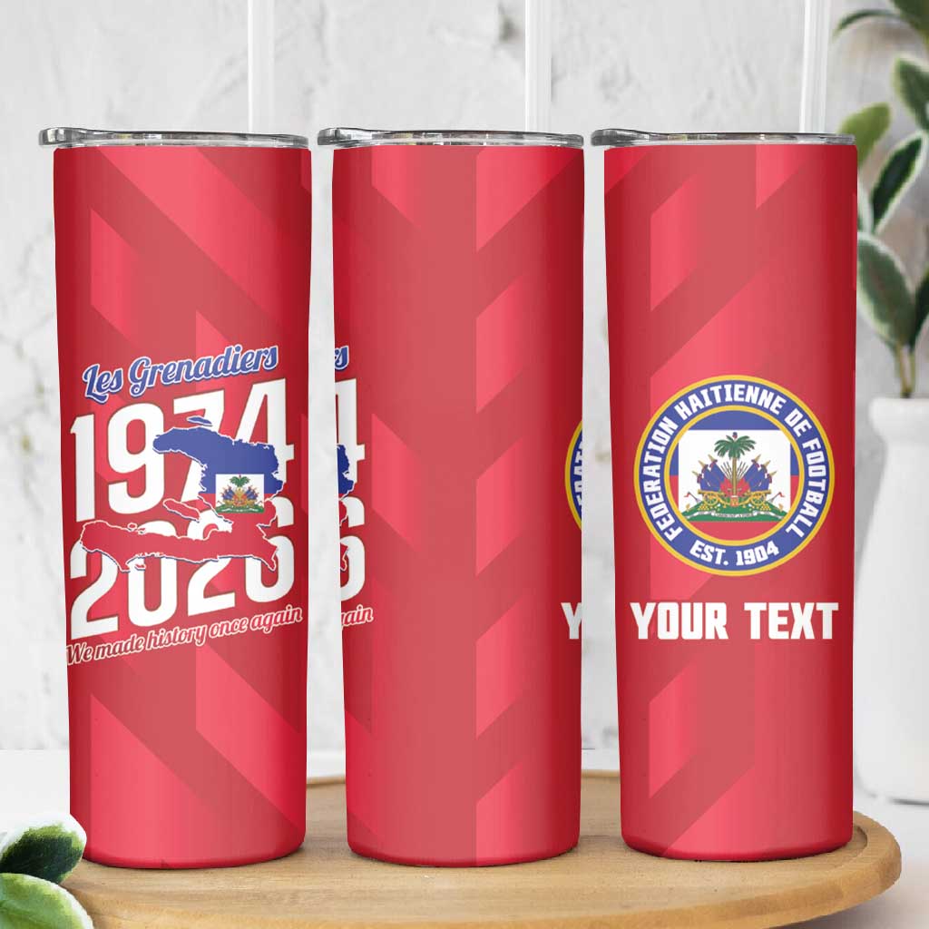 Personalized Afro Haiti Football Skinny Tumbler Les Grenadiers Made History Once Again Red Color - African Pride