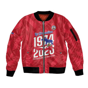 Personalized Afro Haiti Football Sleeve Zip Bomber Jacket Les Grenadiers Made History Once Again Red Color - African Pride