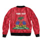 Personalized Afro Haiti Football Sleeve Zip Bomber Jacket Les Grenadiers Made History Once Again Red Color - African Pride