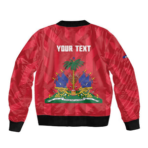 Personalized Afro Haiti Football Sleeve Zip Bomber Jacket Les Grenadiers Made History Once Again Red Color - African Pride
