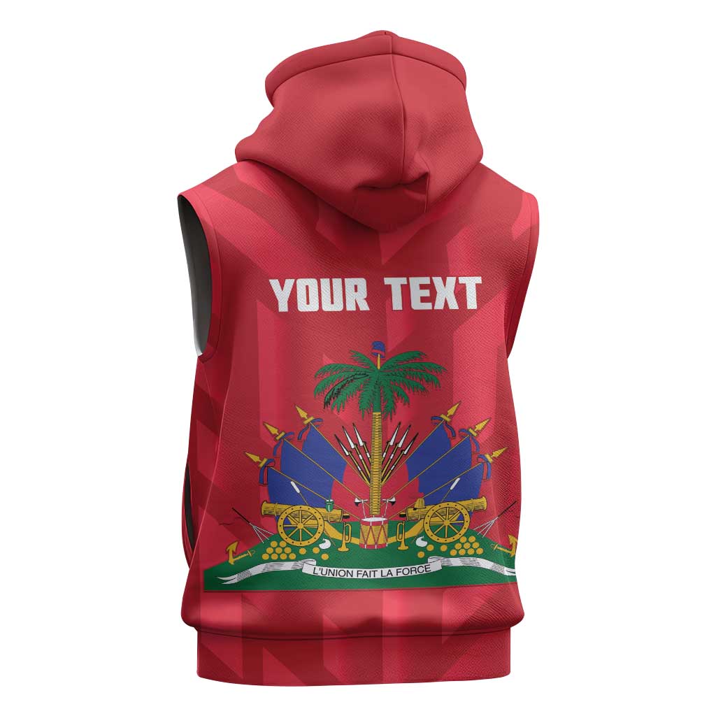 Personalized Afro Haiti Football Sleeveless Hoodie Les Grenadiers Made History Once Again Red Color - African Pride