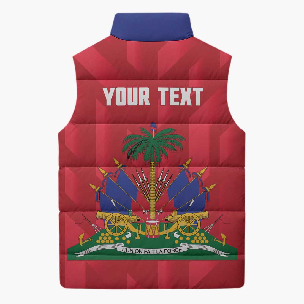 Personalized Haiti Football Sleeveless Puffer Jacket Les Grenadiers Made History Once Again Red Color
