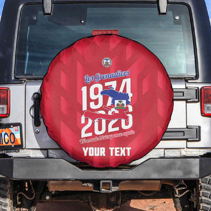 Personalized Afro Haiti Football Spare Tire Cover Les Grenadiers Made History Once Again Red Color - African Pride
