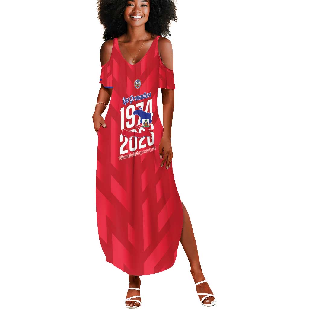 Personalized Afro Haiti Football Summer Maxi Dress Les Grenadiers Made History Once Again Red Color - African Pride