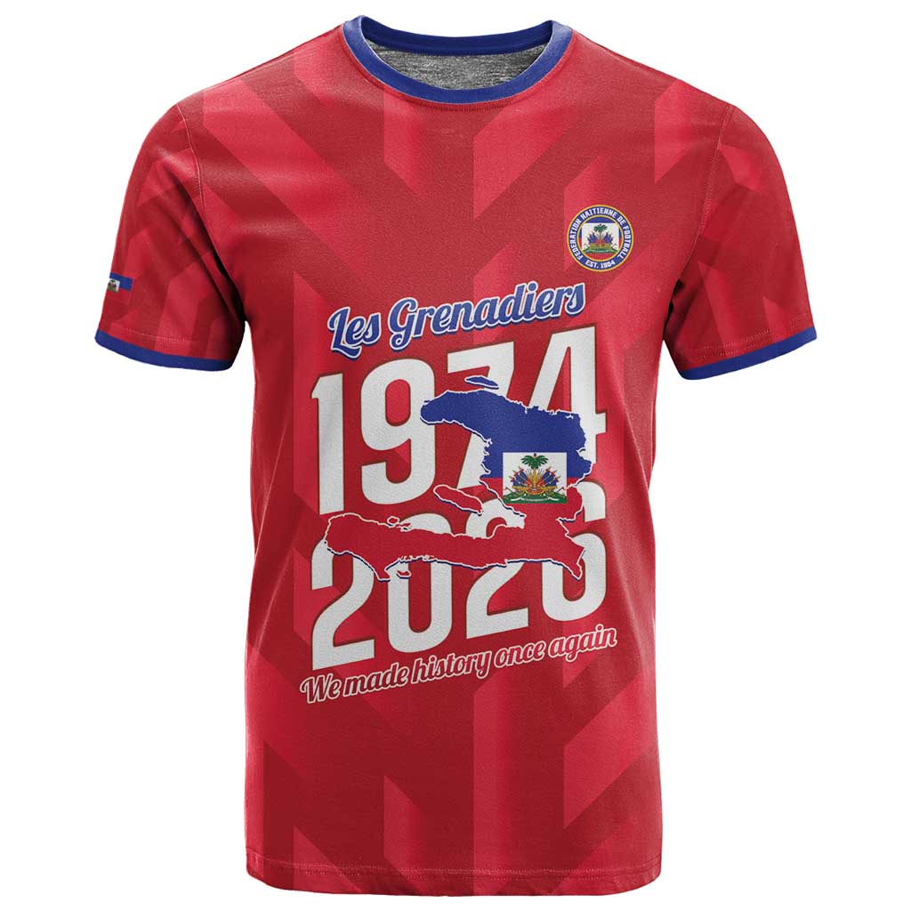Personalized Afro Haiti Football T shirt Les Grenadiers Made History Once Again Red Color - African Pride