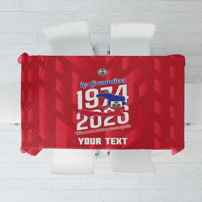 Personalized Afro Haiti Football Tablecloth Les Grenadiers Made History Once Again Red Color - African Pride