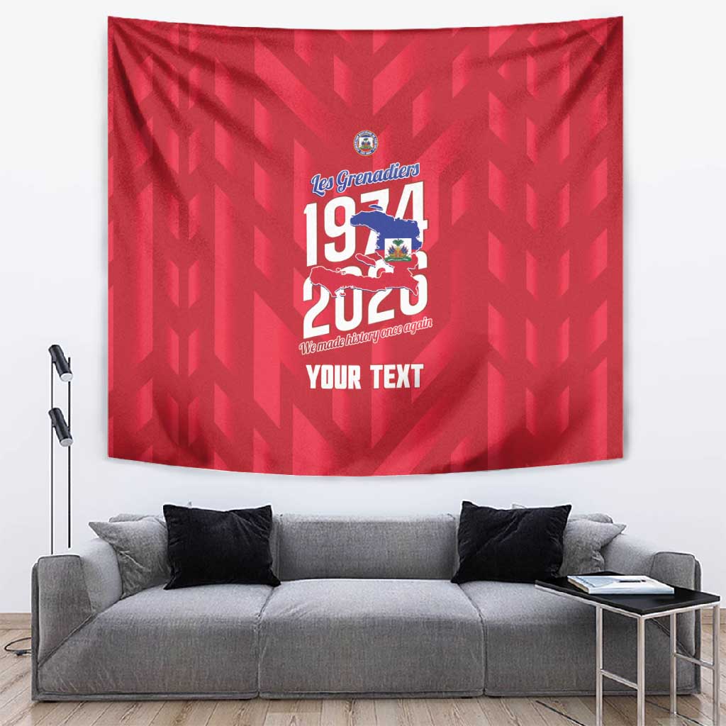 Personalized Afro Haiti Football Tapestry Les Grenadiers Made History Once Again Red Color - African Pride