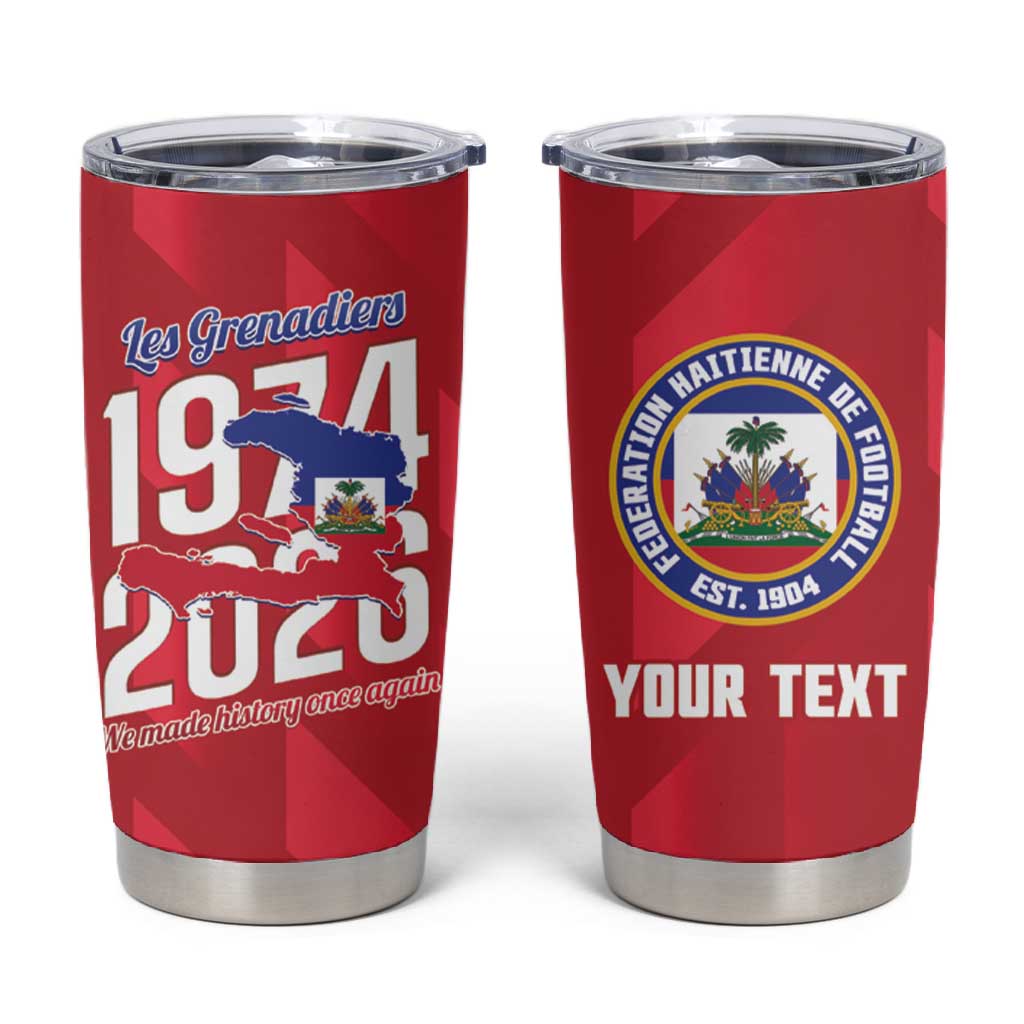 Personalized Afro Haiti Football Tumbler Cup Les Grenadiers Made History Once Again Red Color - African Pride