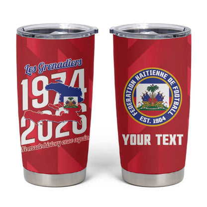 Personalized Afro Haiti Football Tumbler Cup Les Grenadiers Made History Once Again Red Color - African Pride