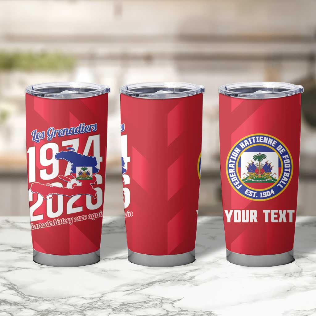 Personalized Afro Haiti Football Tumbler Cup Les Grenadiers Made History Once Again Red Color - African Pride
