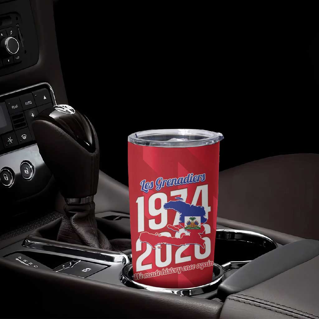 Personalized Afro Haiti Football Tumbler Cup Les Grenadiers Made History Once Again Red Color - African Pride