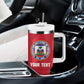 Personalized Afro Haiti Football Tumbler With Handle Les Grenadiers Made History Once Again Red Color - African Pride