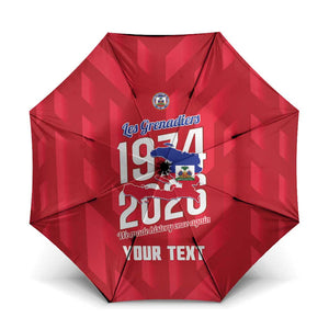 Personalized Haiti Football Umbrella Les Grenadiers Made History Once Again Red Color