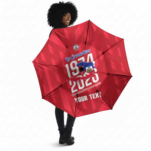 Personalized Haiti Football Umbrella Les Grenadiers Made History Once Again Red Color