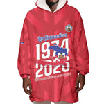 Personalized Afro Haiti Football Wearable Blanket Hoodie Les Grenadiers Made History Once Again Red Color - African Pride