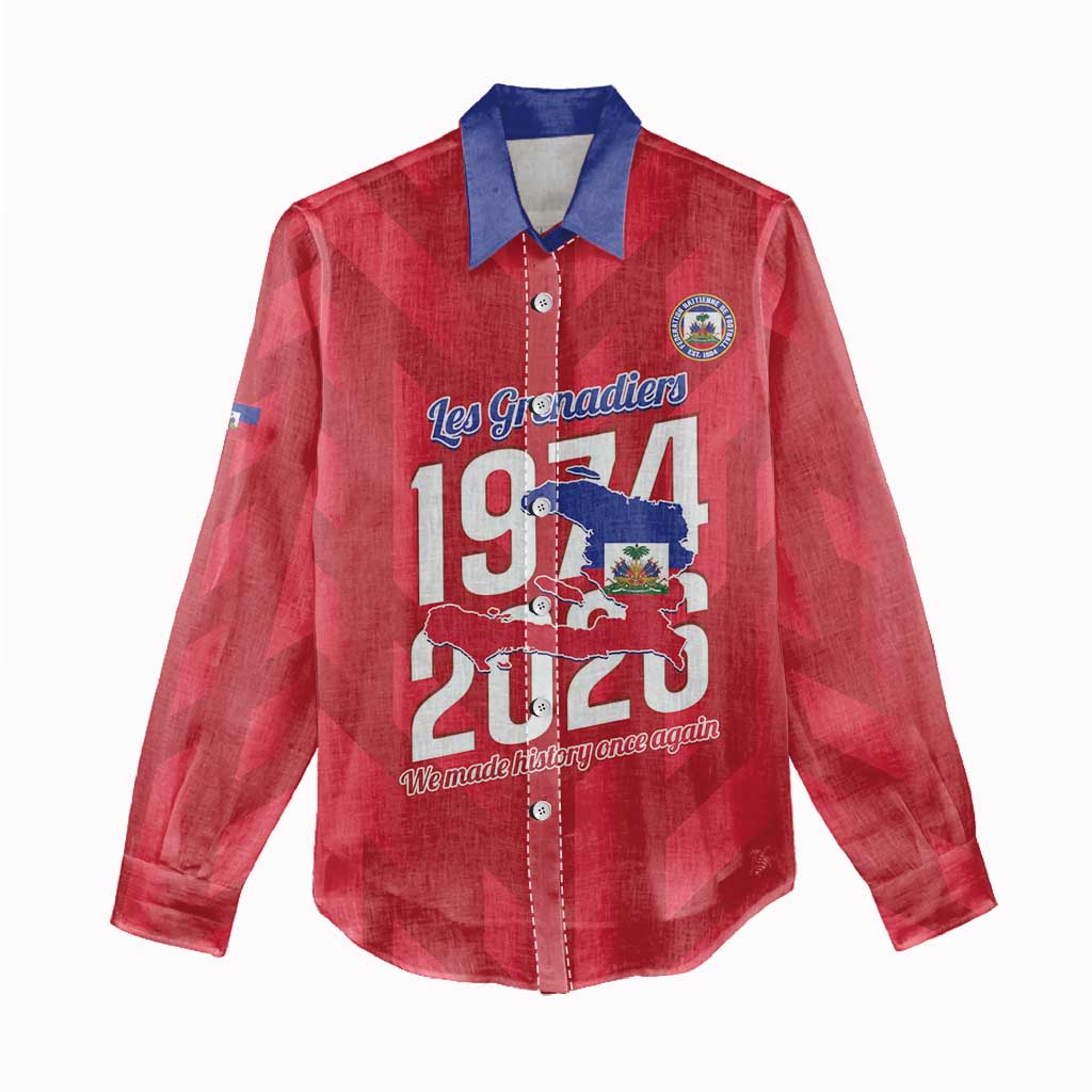 Personalized Afro Haiti Football Women Casual Shirt Les Grenadiers Made History Once Again Red Color - African Pride