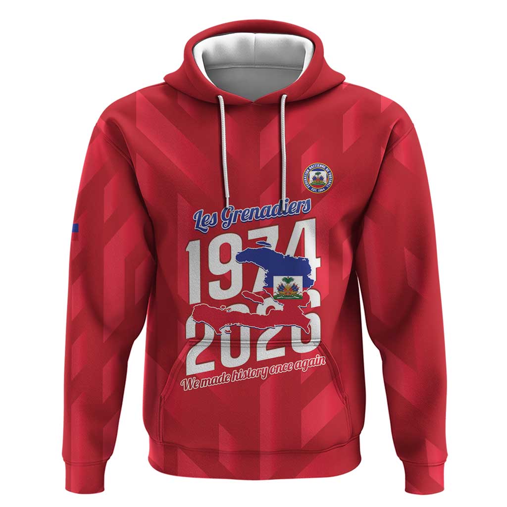 Personalized Afro Haiti Football Zip Hoodie Les Grenadiers Made History Once Again Red Color - African Pride