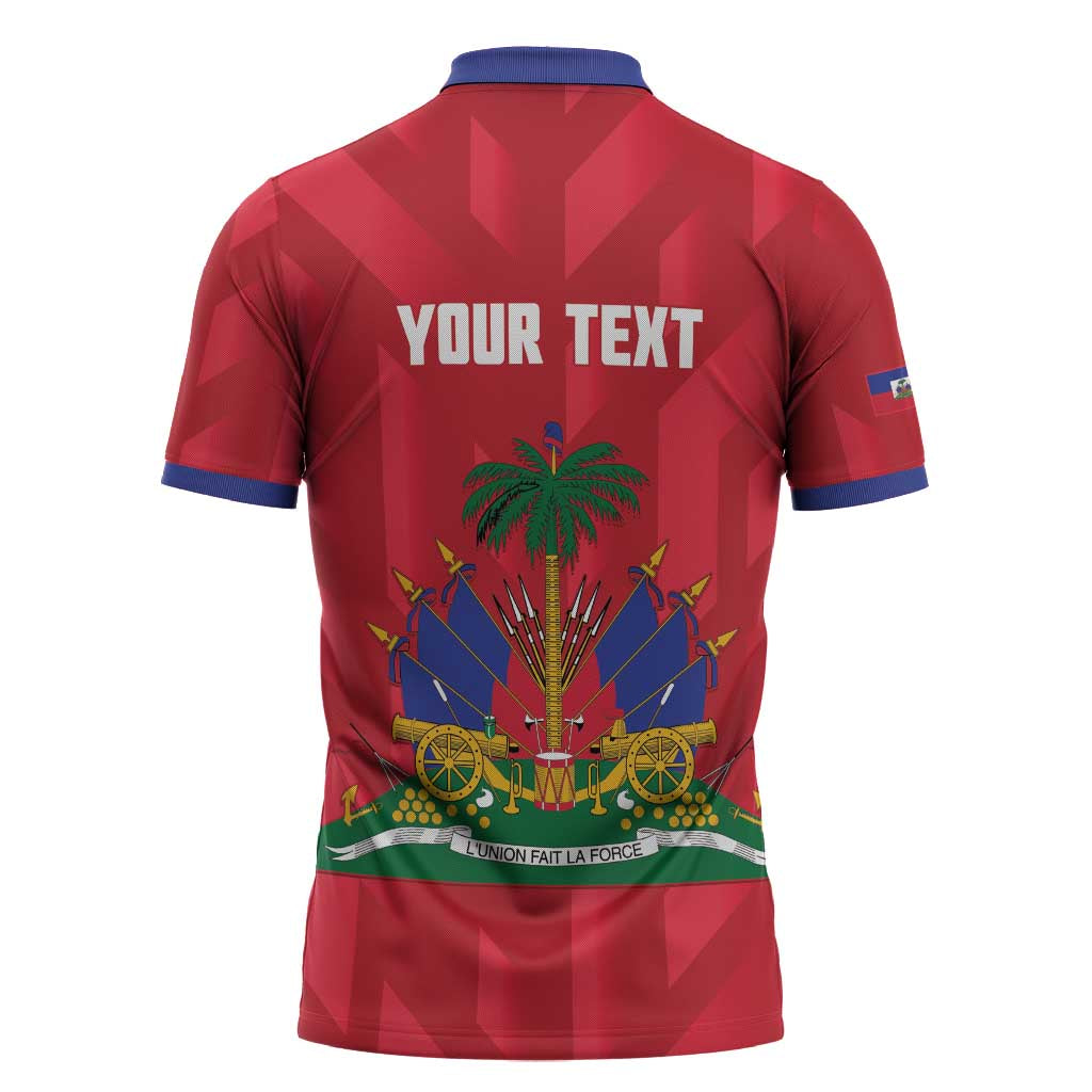 Personalized Haiti Football Zipper Polo Shirt Les Grenadiers Made History Once Again Red Color