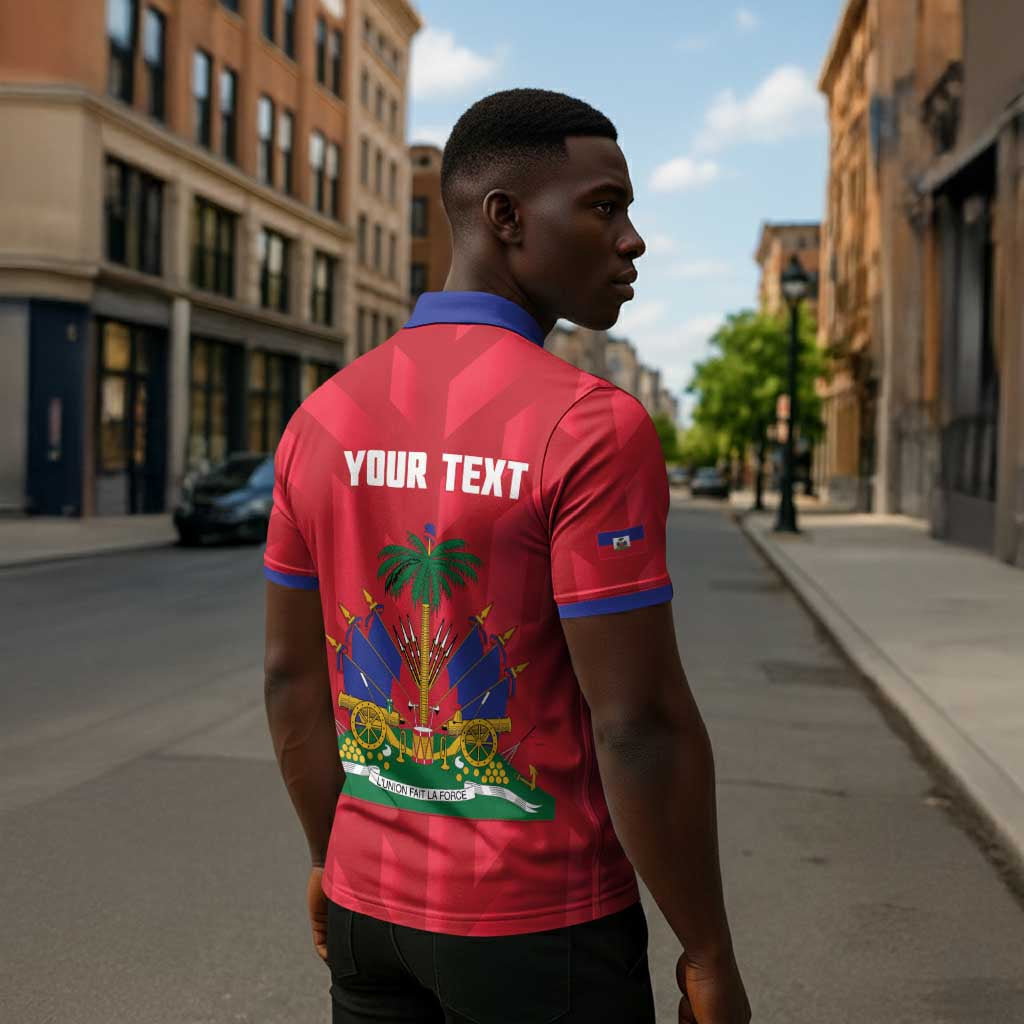 Personalized Haiti Football Zipper Polo Shirt Les Grenadiers Made History Once Again Red Color