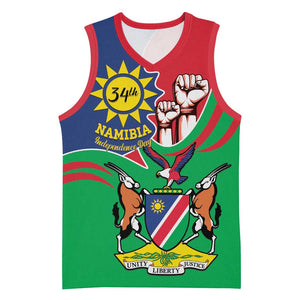 Namibia Independence Day Basketball Jersey Coat Of Arms Curve Style - African Pride