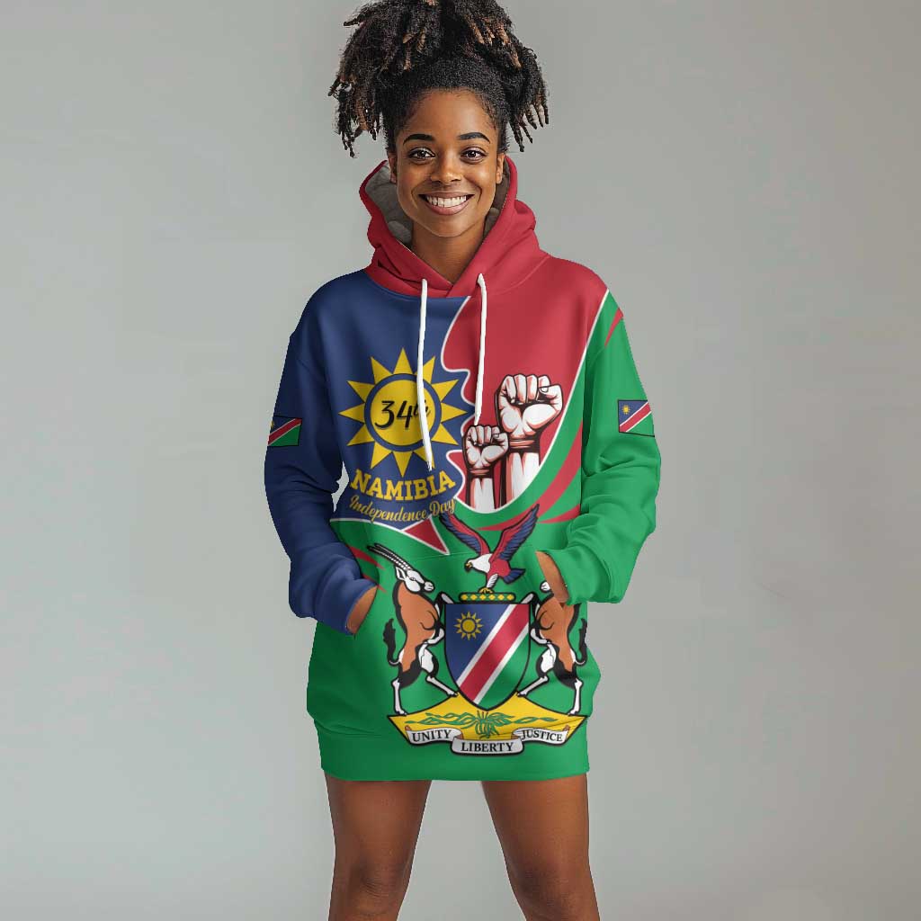 Namibia Independence Day Hoodie Dress Coat Of Arms Curve Style