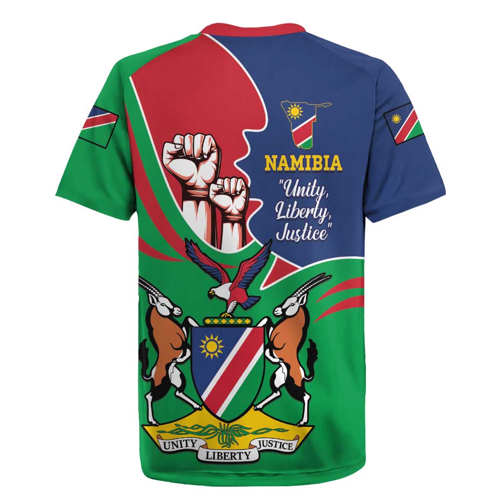 Namibia Independence Day Rugby Jersey Coat Of Arms Curve Style