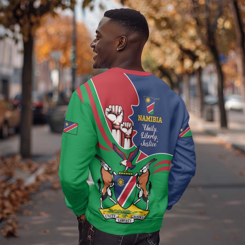 Namibia Independence Day Sweatshirt Coat Of Arms Curve Style