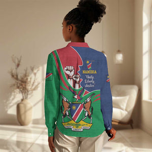 Namibia Independence Day Women Casual Shirt Coat Of Arms Curve Style LT14