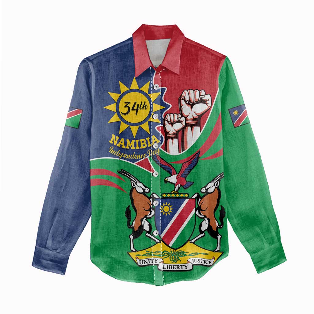 Namibia Independence Day Women Casual Shirt Coat Of Arms Curve Style LT14