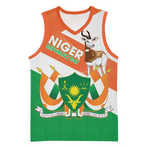 Afro Niger Basketball Jersey Dama Gazelle African Pattern - Republic Day - African Pride