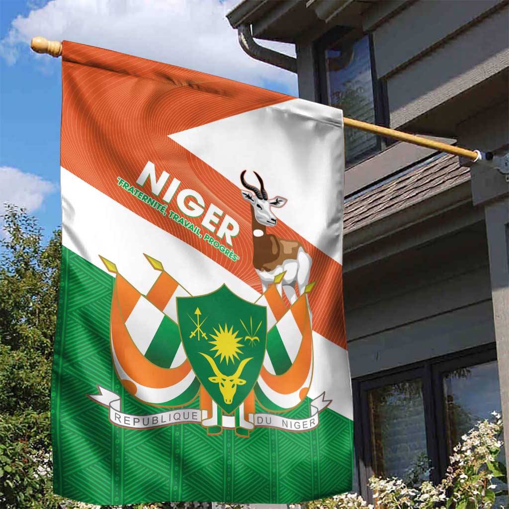 Afro Niger Garden Flag Dama Gazelle African Pattern - Republic Day